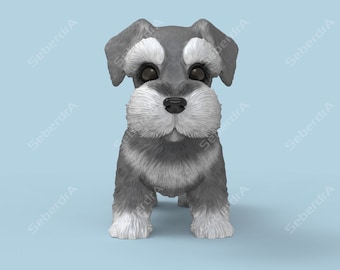 Modelo 3D de cachorro Schnauzer STL para impresión 3D
