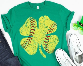 Softball Shamrock / Softball Shirt / St Patricks Day / St Patricks Day Shirt / Irish Shirt / St Pattys Day Shirt / Tank Top / Hoodie