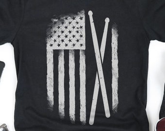 Drummer Shirt / American Flag Gift / Music Lover Gifts / Musician Shirts / Drummers Tee / Playing Drums / Musical Instrument Tank Top Hoodie