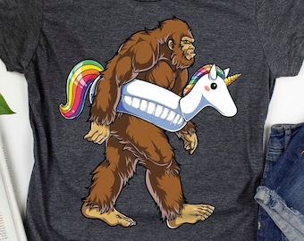 Bigfoot Unicorn Pool Party Shirt / Bigfoots Gift / Yeti Sasquatch Tee / Unicorn Squad Gifts / Rainbow Unicorns / Tank Top / Hoodie
