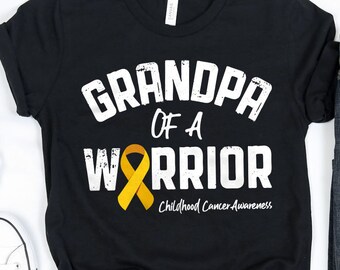 Grandpa of a Warrior Cancer Awareness Shirt / Cancer Shirt / Childhood Cancer Gifts / Fathers Day Gift / Granfather Granddad Tank Top Hoodie