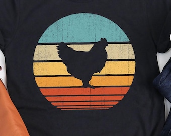 Chicken Sunset Shirt / Chickens Gifts / Retro Vintage / Crazy Chicken Lady / Rooster Hen / Chicken Print Art / Farm Animal / Tank Top Hoodie