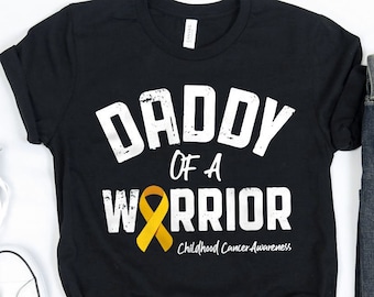 Daddy of a Warrior Cancer Awareness Shirt / Cancer Shirt / Childhood Cancers Gifts / Fathers Day Gift / Breast Cancer Ribbon Tank Top Hoodie