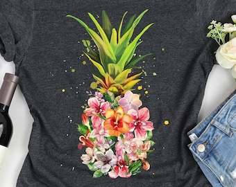 Pineapple Flower Shirt / Pineapple Shirt / Pineapple Gifts / Pineapple Lover / Aloha Beaches / Hawaii Party / Pineapple Tee Tank Top Hoodie