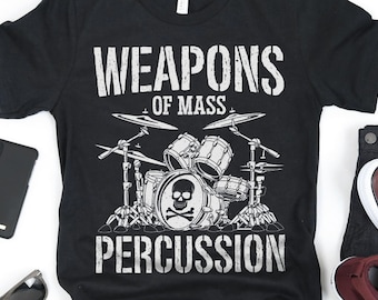 Weapons Of Mass Percussion Drummers Music Rock Geek Ret Black Unisex T-Shirt