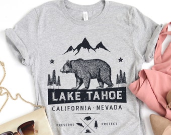 Kids T-Shirt Tops Black Lake Tahoe Distressed Mountain Sun Outdoor Unisex Youths Short Sleeve T-Shirt