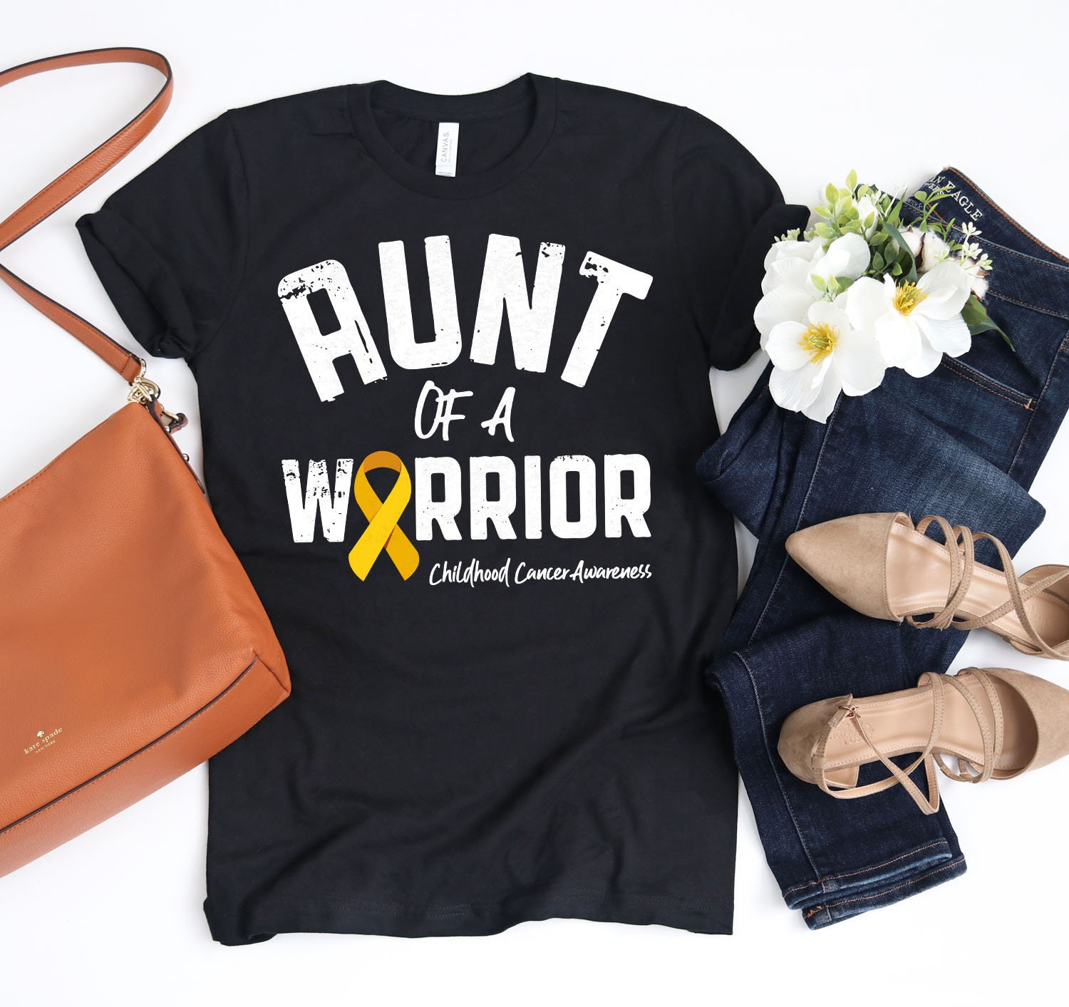 Aunt of a Warrior Cancer Awareness Shirt / Cancer Shirt / Childhood Cancer Gifts / Mothers Day Gift / Auntie Aunts Shirts / Tank Top Hoodie