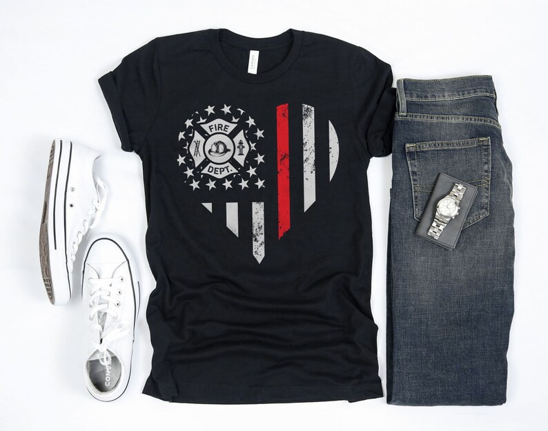 Camiseta con la bandera de bombero / Camiseta de bombero / Regalos de bombero / Bombero / Camiseta de bombero / Camiseta de línea roja delgada / Camiseta sin mangas / Sudadera con capucha imagen 1