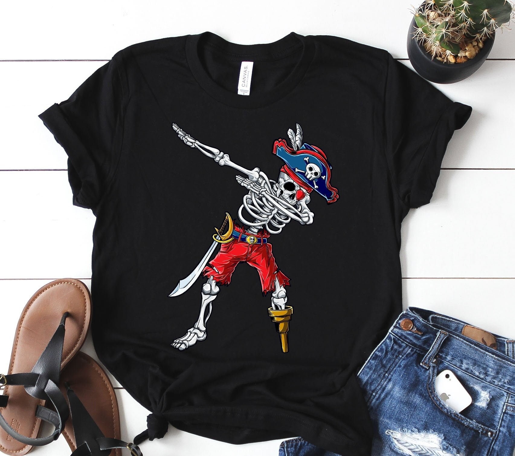 Tupfendes Skelett Piraten Shirt / Piraten Shirt / Jolly Roger
