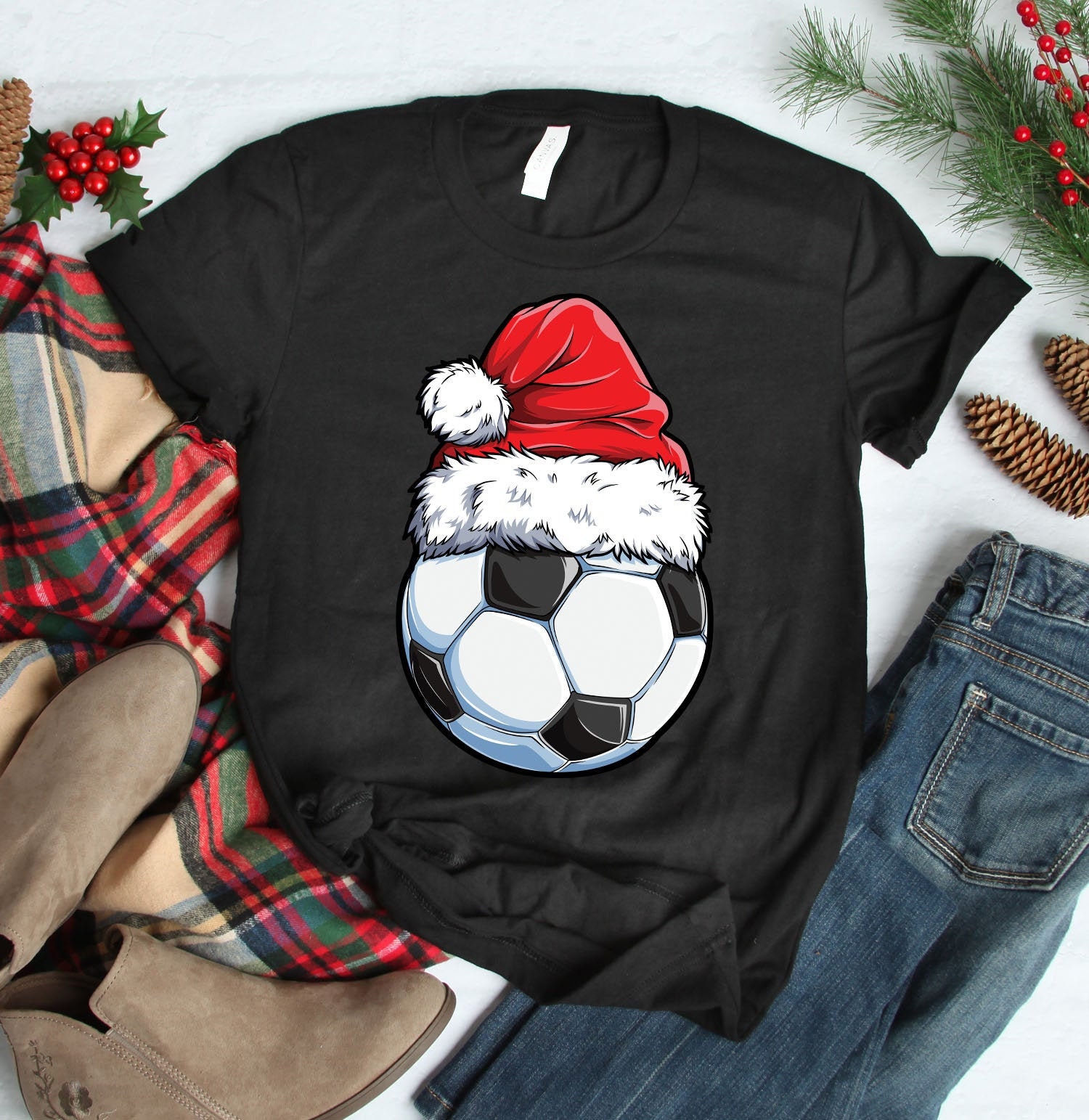 Santa Soccer Christmas Shirt / Xmas Gifts / Merry Christmas / Etsy