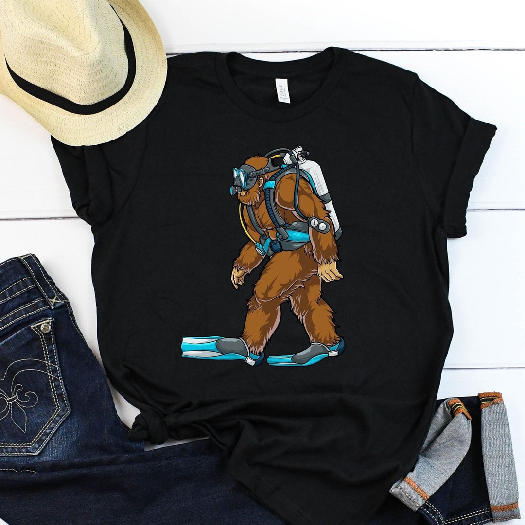 Bigfoot Scuba Diving Shirt / Bigfoots Gift / Swimming Gifts / Yeti