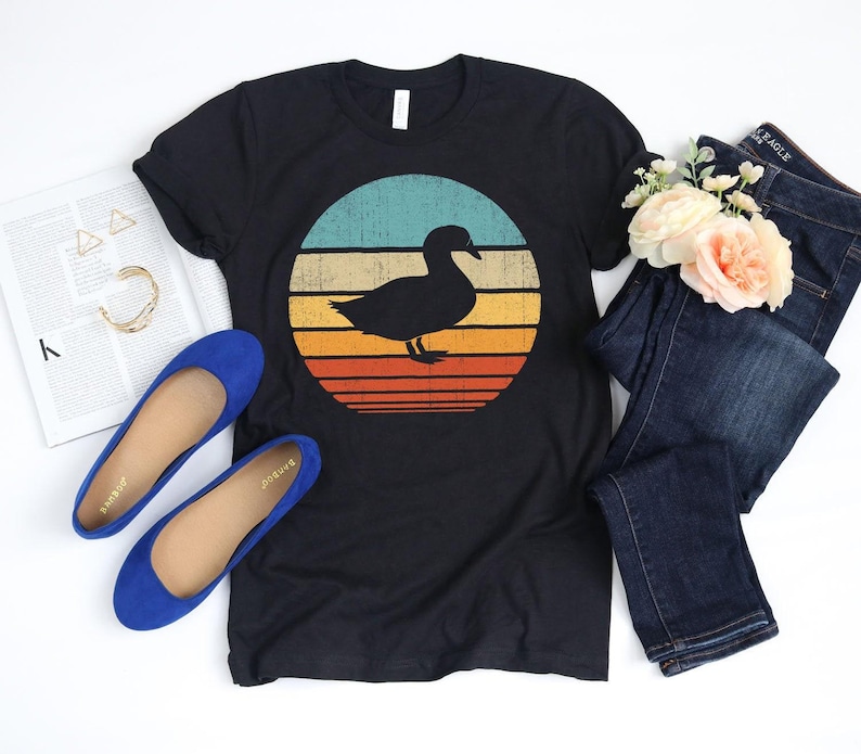Duck Sunset Shirt / Ducks Gifts / Retro Vintage / Duck Print Art / Farm Animal / Duck Lover / Goose Duckling / Tank Top / Hoodie image 1