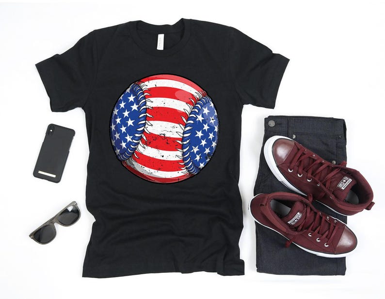 Baseball Shirt mit der amerikanischen Flagge / Softball Shirt / 4 Bild 1