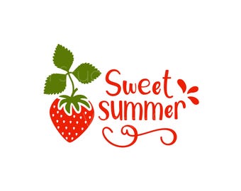 Sweet Summer SVG, Strawberry Design for Cricut, Silhouette, Shirts & Summer Crafts