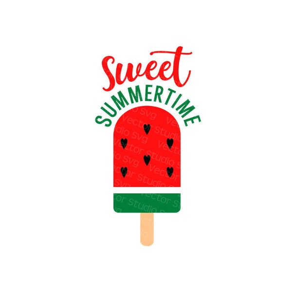 Sweet Summertime Svg, Summer Design, Watermelon Popsicle, Melon Icecream Svg, Cut Files for Cricut and Silhouette - Svg Dxf Eps Pdf Jpg Png