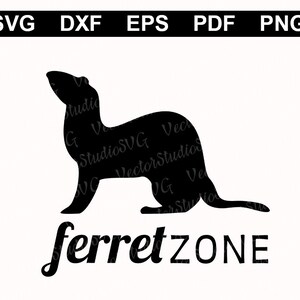 Peut inclure: Silhouette noire d'une fouine avec le texte "ferret ZONE" en dessous.