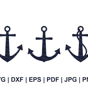 Puede incluir: Tres ilustraciones de anclas negras. Las anclas están en fila, con el ancla del medio centrada. Las ancres son simples y estilizadas.