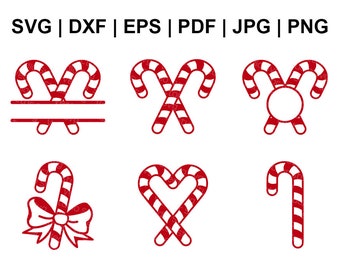 Christmas Candy Cane Svg Bundle, Split Monogram, Circle Monogram, Christmas Svg Cut Files - Svg Dxf Eps Pdf Jpg Png - Commercial Use