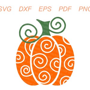 Puede incluir: Una calabaza naranja con un tallo verde y un patr&oacute;n de espirales blancas. La calabaza es un dise&ntilde;o simple y estilizado.