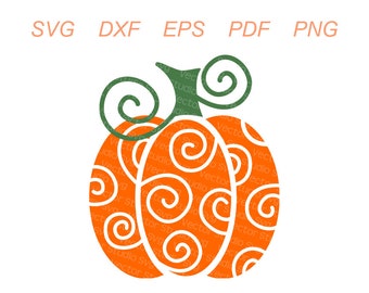 Pumpkin Cut Files Svg Dxf Eps Pdf Png - Swirl Pumpkin Svg, Vector Pumpkin Clipart, Swirly Pumpkin, Ornamental Svg Pumpkin Silhouette Designs
