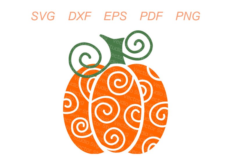 Puede incluir: Una calabaza naranja con un tallo verde y un patr&oacute;n de espirales blancas. La calabaza es un dise&ntilde;o simple y estilizado.