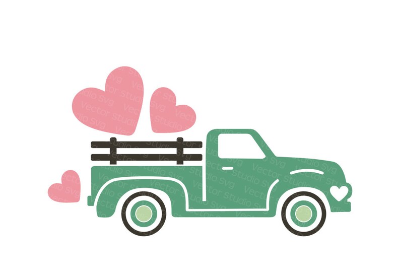 Download Clip Art Art Collectibles Vintage Truck Svg Commercial Use Romantic Pickup Cut Files Valentines Day Truck Svg Svg Dxf Eps Pdf Jpg Png Love Svg Hearts Svg