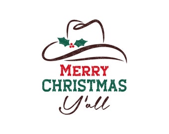Western Christmas Svg, Merry Christmas Cowboy Svg, Printable and Cut files - Eps Pdf Png Jpeg Dxf Svg Commercial Use
