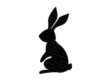 Silueta de conejo SVG DXF PNG Jpg Eps Pdf - Contorno de conejo - Archivo de corte de Pascua para Cricut y láser