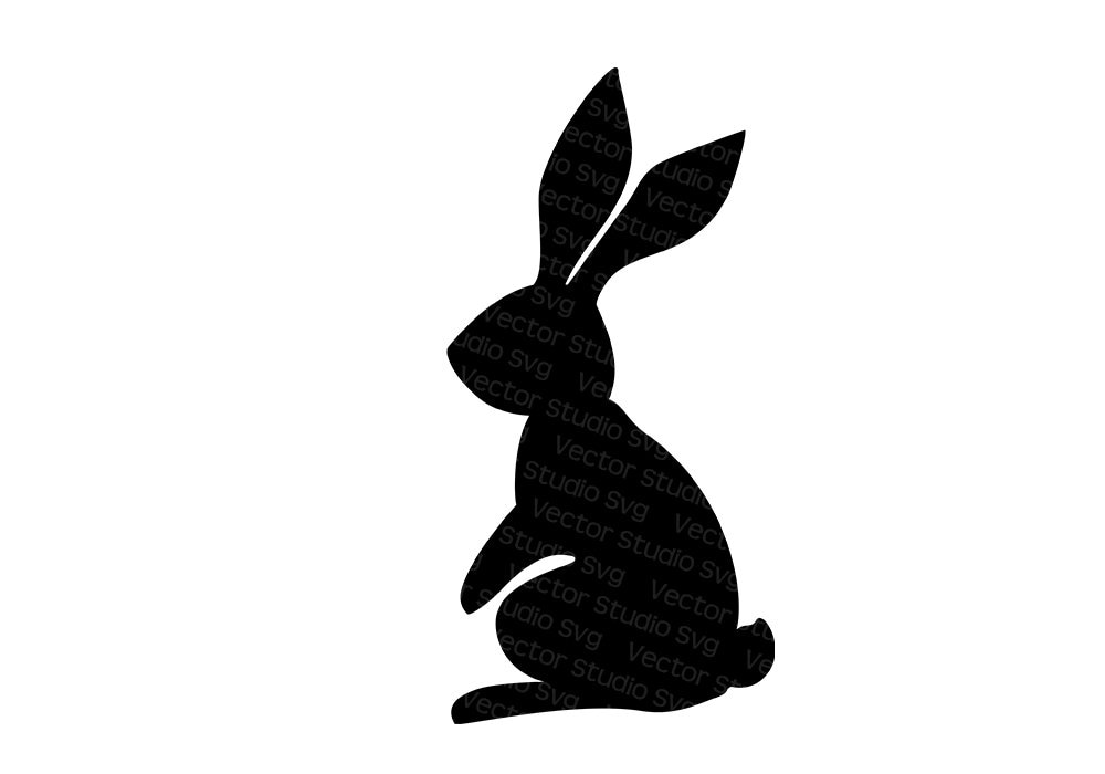 Rabbit Silhouette SVG DXF PNG Jpg Eps Pdf - Bunny Outline - Easter