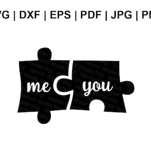 Paar Svg, Liefde Svg, Puzzelstukjes Clipart, Puzzel Svg Ik en Jij Paar T-Shirt Ontwerp Vector Bestanden Gesneden Bestanden Svg Dxf Eps Pdf Png Jpg