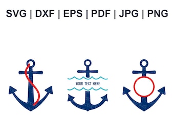 Anchor Svg Bundle, Nautical Anchor Monogram Svg Dxf Eps Pdf Jpg Png - Uso Comercial