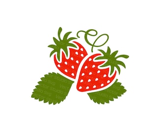 Strawberry Svg, Summer Fruit Svg, Strawberry Clipart - Dxf Eps Pdf Jpg Png - Commercial Use