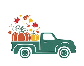 Fall Truck Svg, Autumn Svg, Harvest Svg, Pumpkin Truck Svg Cut Files - Svg Dxf Eps Pdf Jpg Png