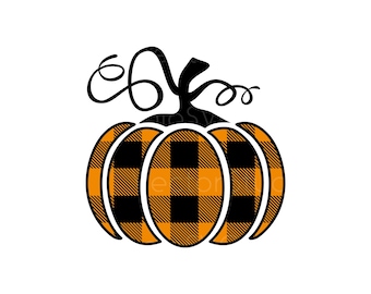 Buffalo Plaid Pumpkin SVG, Orange Black Fall Pumpkin Cut File, Thanksgiving Design