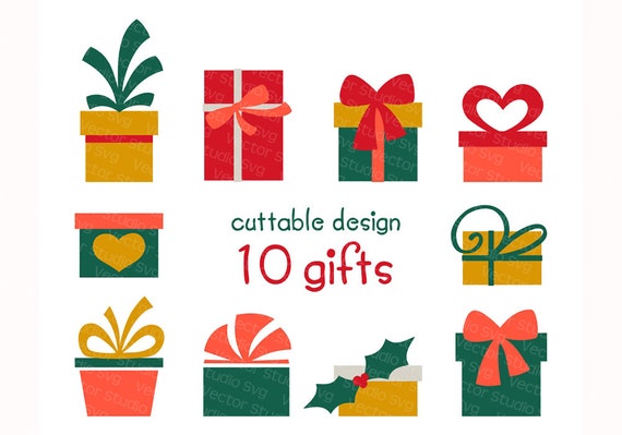 Download Free 10 Gift Boxes Cut Files Svg Bundle Of Cuttable Christmas Etsy SVG DXF Cut File