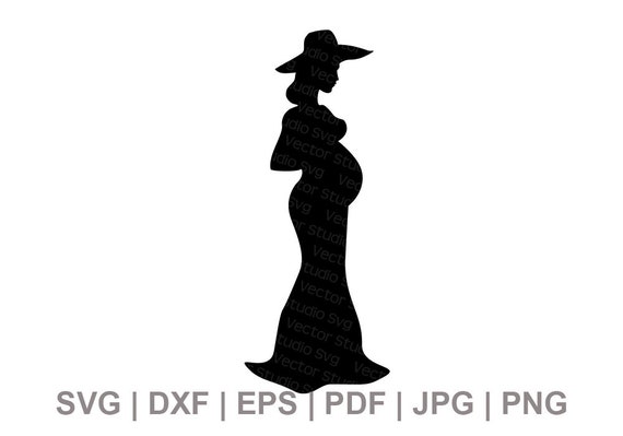 Elegant Pregnant Woman Silhouette, Pregnancy Svg, Maternity Svg Cut Files - Dxf Svg Eps Pdf Png Jpg