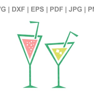 Cocktails Svg, Tropical Drinks Svg, Summer Alcohol Drinks Svg, Silhouette Cameo Cricut Cutting Files - Svg Dxf Eps Pdf Jpg Png