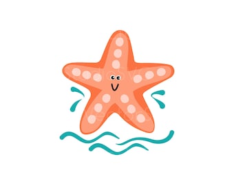 Sea Star SVG, Kawaii Starfish SVG, Summer Beach Cut File, Sea Creature Clipart (Digital Files)