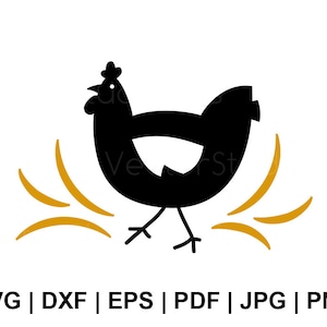 Funny Chicken Silhouette SVG, Farm Animal Svg, Hen Svg, Country Svg Cut Files - Svg Dxf Eps Pdf Jpg Png