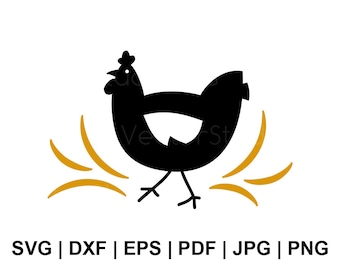 Funny Chicken Silhouette SVG, Farm Animal Svg, Hen Svg, Country Svg Cut Files - Svg Dxf Eps Pdf Jpg Png