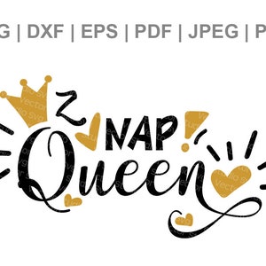 Nap Queen Svg, Baby Girl Svg, Sleep Svg Cut Files, T-shirt Designs - Svg Dxf Eps Pdf Jpeg Png - Commercieel gebruik