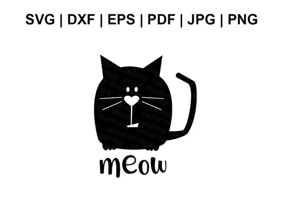 Funny Fat Cat SVG | Meow Svg | Silhouette Cut File | Chubby Kitty