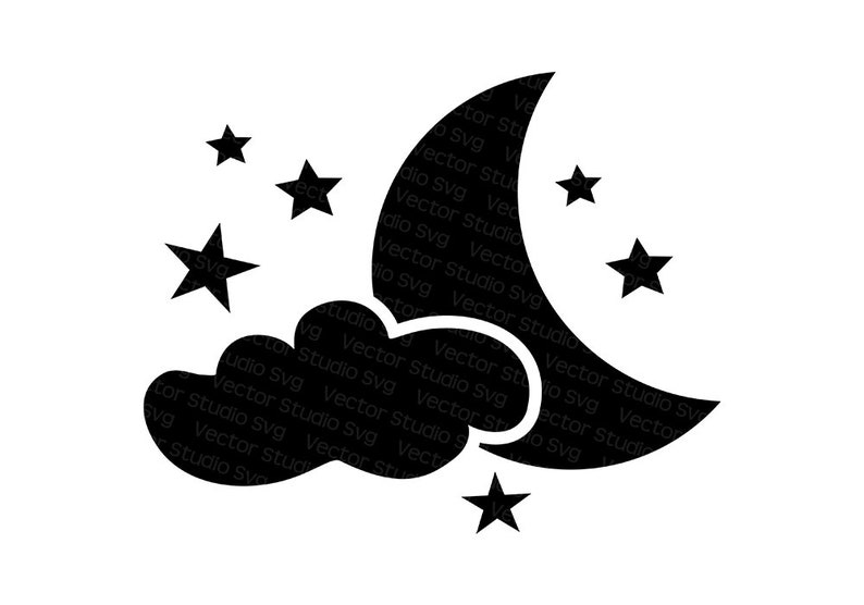 Download Clip Art Moon And Stars Svg Cloud Good Night Svg Svg Dxf Png Jpg Eps Pdf Silhouette Cricut Design Kids Baby Svg Cut Files Free Commercial Use Art Collectibles