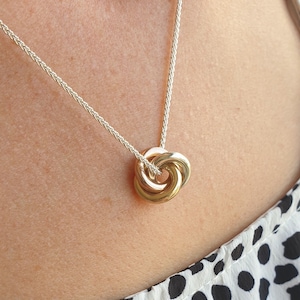 Large eternity knot pendant- three gold pendant - knot pendant- entwined rings- interlinked circles - knot of friendship- soild gold pendant