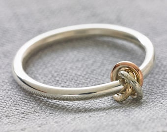 Eternity Knot ring- thin knot ring- sterling silver- gifts for her- handmade UK - fidget ring - white, yellow, rose gold knot - love knot
