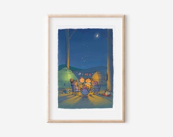 A5 Illustrated Print of Campfire Scene (unframed)