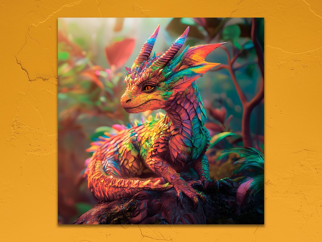 Rainbow Dragon Art Print: Tropical Fantasy Decor (digital Download) - Etsy