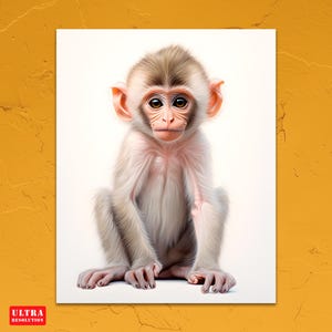 Baby Affen Gemälde Druck: Safari Kinderzimmer Wand Kunst (Digitaler Download)