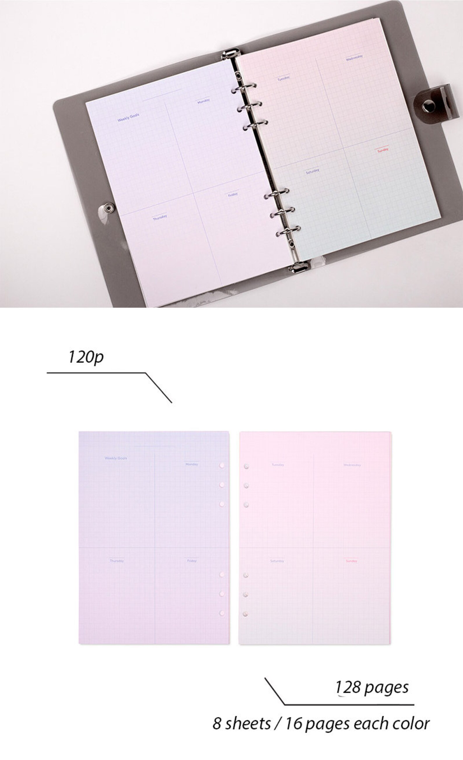 A5 WEEKLY PLANNER Refill Printed Planner Inserts Plain Etsy