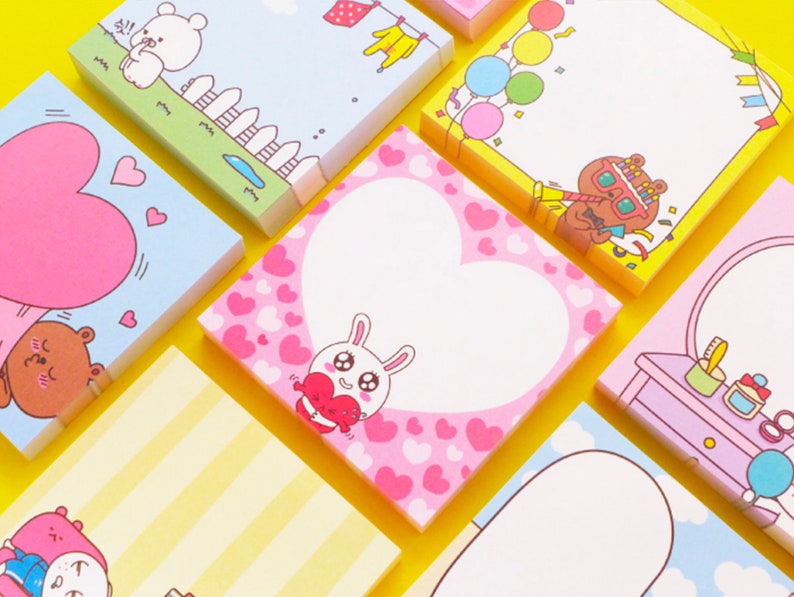 MEMO PAD 8 Designs Colorful Memo Memopad Notepad Etsy